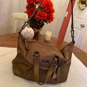 Authentic Coach Purse - Gold/copper Metallic exterior w/purple interior